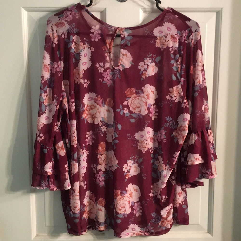 No Boundaries sheer floral print blouse sz XXL - Picture 4 of 4